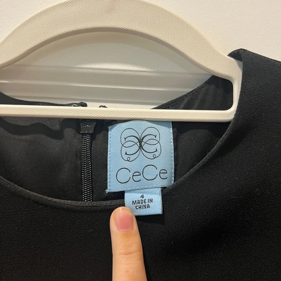 CeCe Tie Sleeve Shift Dress Career Basic Office Casual LBD Little Black Dress - Picture 2 of 7